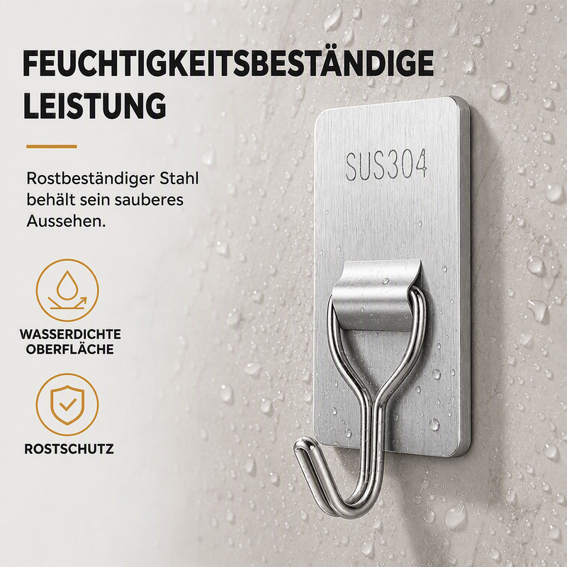 Edelstahl-Wandhaken ohne Bohren mit wasserdichter Befestigung