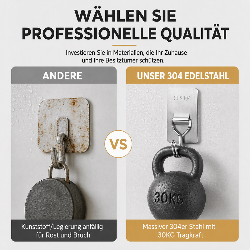Edelstahl-Wandhaken ohne Bohren mit wasserdichter Befestigung