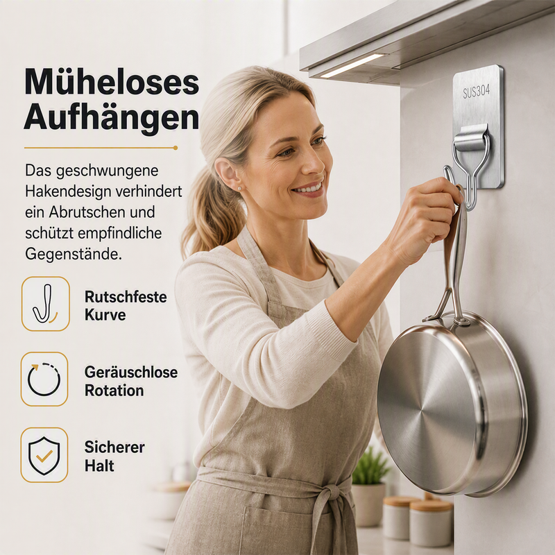 Edelstahl-Wandhaken ohne Bohren mit wasserdichter Befestigung