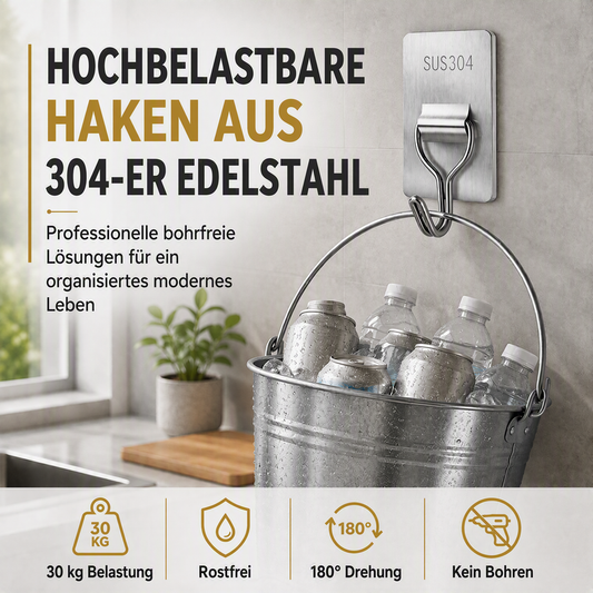 Edelstahl-Wandhaken ohne Bohren mit wasserdichter Befestigung