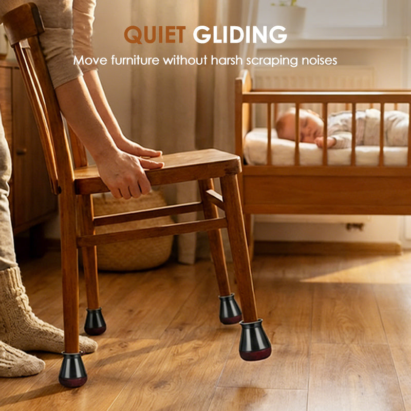 4PCS Silicone Chair Leg Floor Protectors with Felt Pads