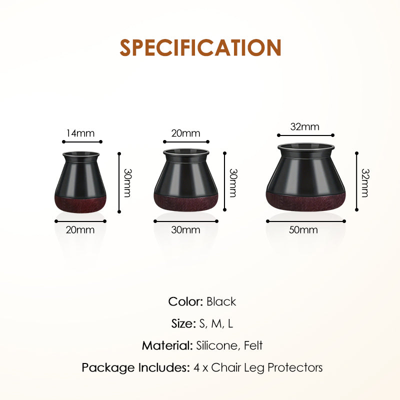 4PCS Silicone Chair Leg Floor Protectors with Felt Pads