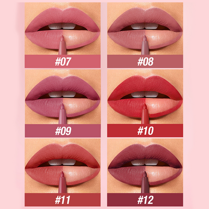 💄 Set Matite Labbra Opache Waterproof Retraibili 💋 12 Tonalità a Lunga Tenuta ✨ Finish Matte Vellutato Anti-Sbavature 💧 | Contorno e Riempimento Labbra Preciso 👄