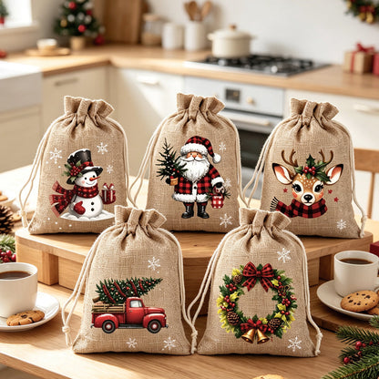 🎄 NUR FÜR KURZE ZEIT 50 % RABATT! 🎁 Weihnachts-Geschenksäckchen mit Kordelzug – Festliche Weihnachtsmann- & Rentier-Motive, Doppelter Kordelzug & Strapazierfähiger Stoff – Weihnachtsfreude in jedem Geschenk ✨