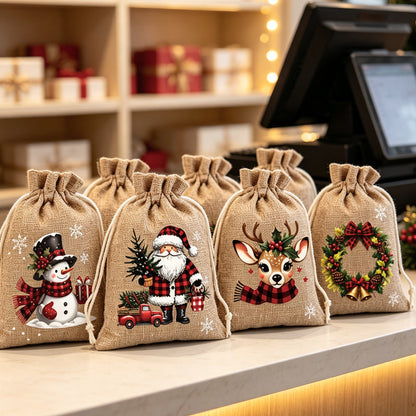 🎄 NUR FÜR KURZE ZEIT 50 % RABATT! 🎁 Weihnachts-Geschenksäckchen mit Kordelzug – Festliche Weihnachtsmann- & Rentier-Motive, Doppelter Kordelzug & Strapazierfähiger Stoff – Weihnachtsfreude in jedem Geschenk ✨
