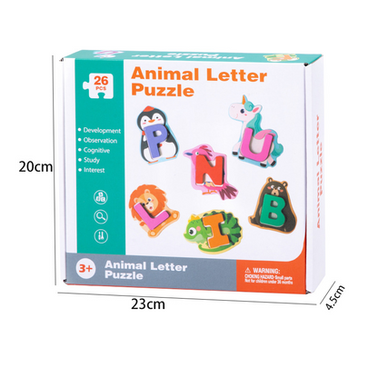 🔤 26-teiliges Holzspielzeug zum Zuordnen von Buchstaben und Tieren – Praktisches Erlernen des Alphabets, farbenfrohe Tierillustrationen und kindersicheres Design – Lernen macht Spaß ✨
