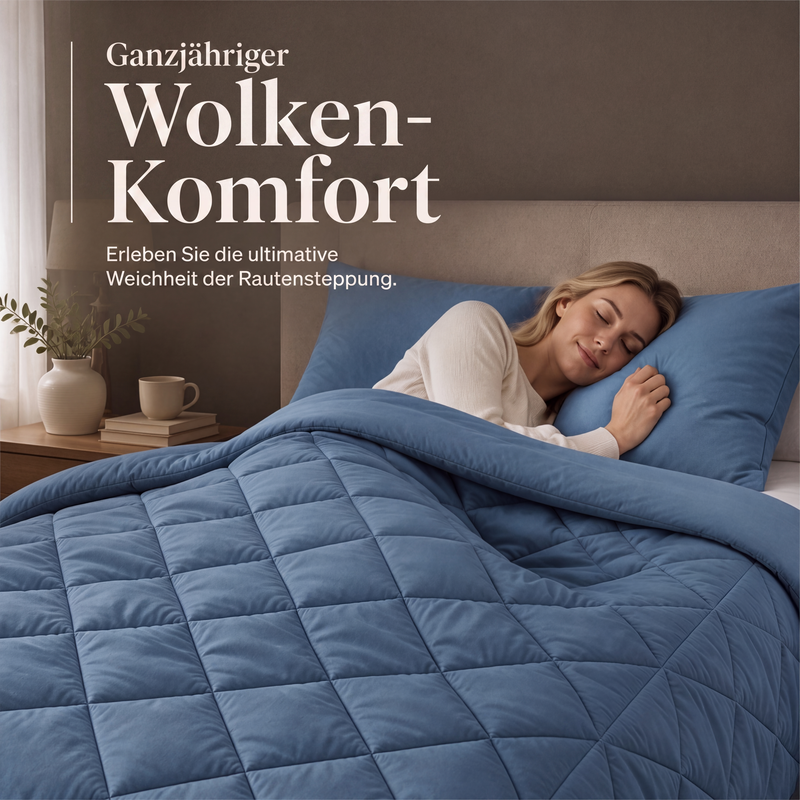 Steppbettwäsche-Set 3-teilig – Wolkenweich, ganzjährig warm! 🛏️ Rautensteppung hält Form, feuchtigkeitsregulierend, samtig weich ☁️