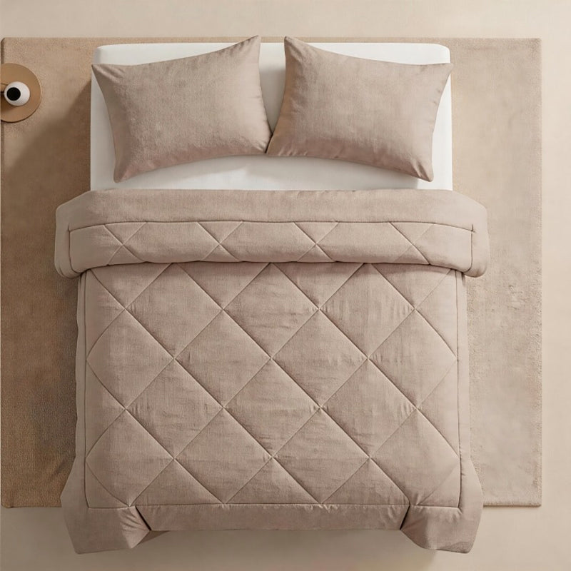 Steppbettwäsche-Set 3-teilig – Wolkenweich, ganzjährig warm! 🛏️ Rautensteppung hält Form, feuchtigkeitsregulierend, samtig weich ☁️