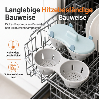 🥚 50% RABATT! 🍳 Eierdämpfer für die Mikrowelle – Zwei Fächer & schnell ✨