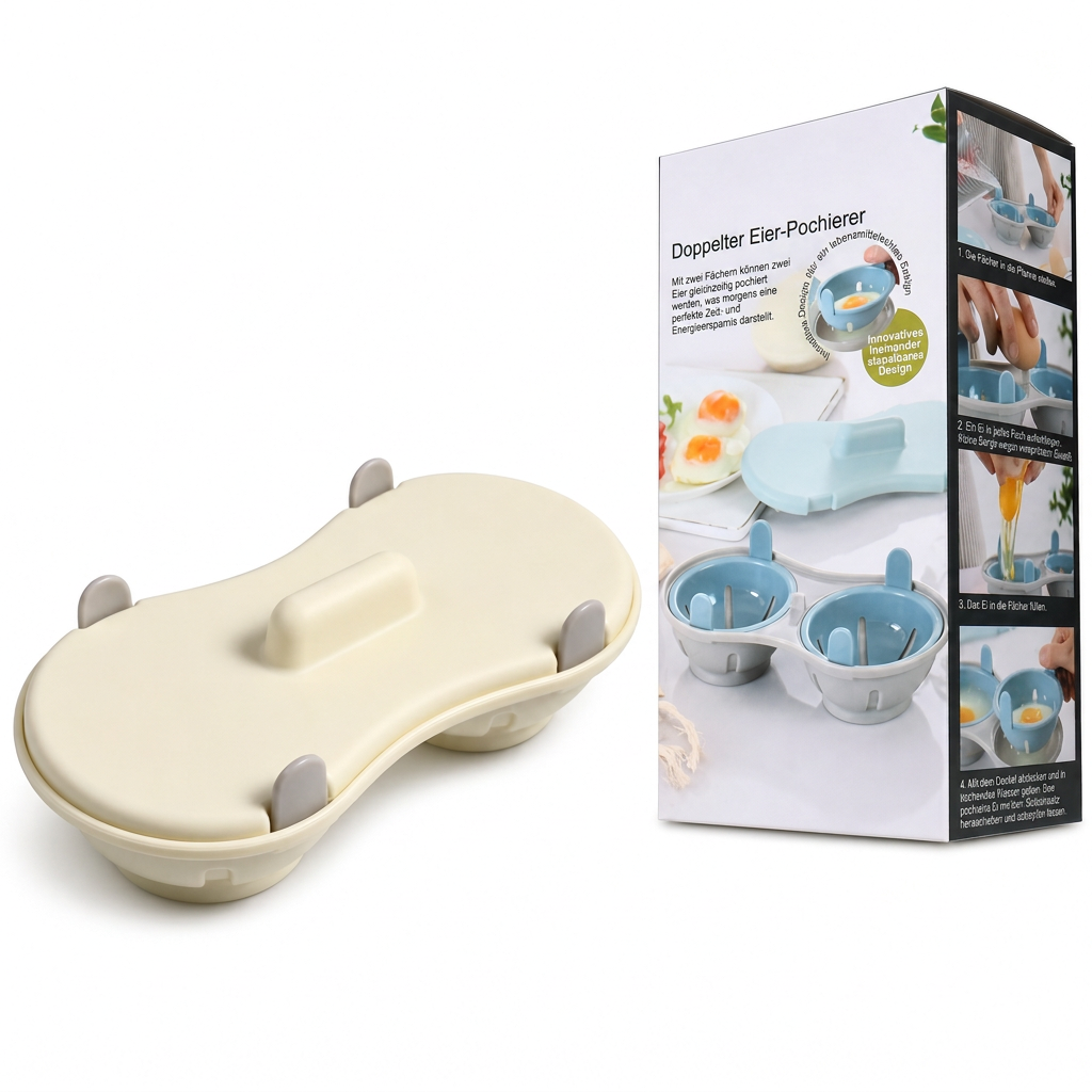 🥚 50% RABATT! 🍳 Eierdämpfer für die Mikrowelle – Zwei Fächer & schnell ✨