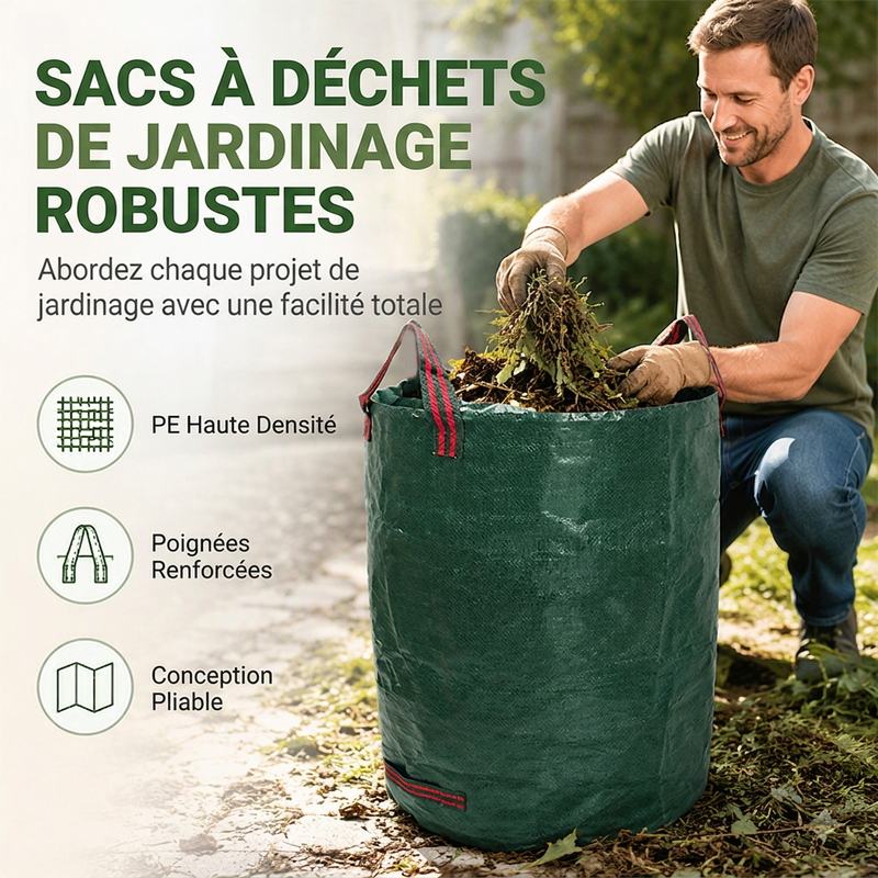 🔥50% DE RÉDUCTION ! 🍂 Sacs de jardin réutilisables, imperméables pour tous vos déchets verts
