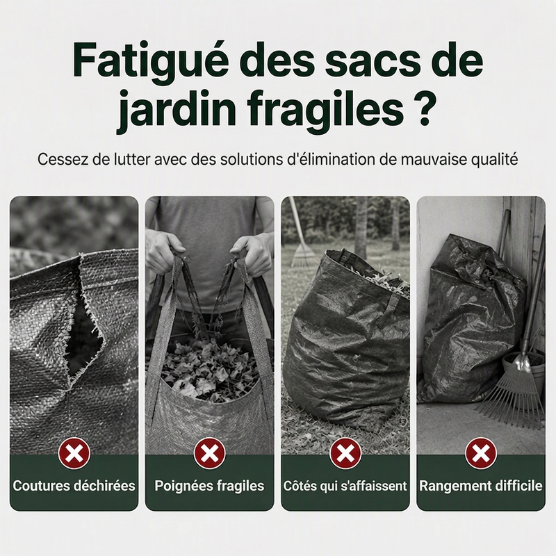 🔥50% DE RÉDUCTION ! 🍂 Sacs de jardin réutilisables, imperméables pour tous vos déchets verts