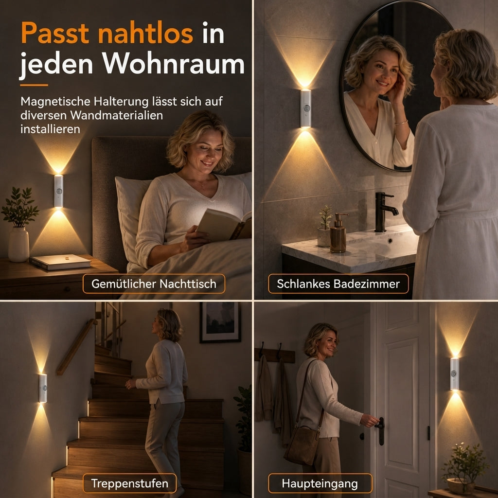 Wiederaufladbare intelligente Wandleuchte mit Bewegungssensor Katzenaugen-Hill-Projektion LED-Nachtlicht mit RGB-Farbumschlag für Umgebungsbeleuchtung