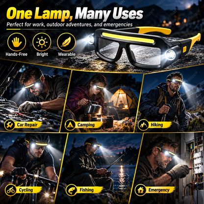 ✨Wiederaufladbare LED-Stirnlampe im Brillen-Design