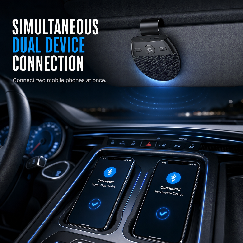 ⏰SP11 Auto-Sonnenblende Bluetooth Freisprecheinrichtung mit vibrationsaktiviertem automatischem Einschalten, A2DP-Unterstützung und Sprachansage der Anrufer-ID