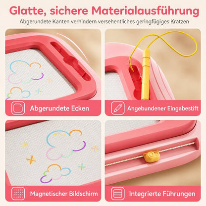 🎨 Magnetisches Zeichenbrett für Kinder – bunter, abwischbarer Zeichenblock mit Stift und 4 Stempeln