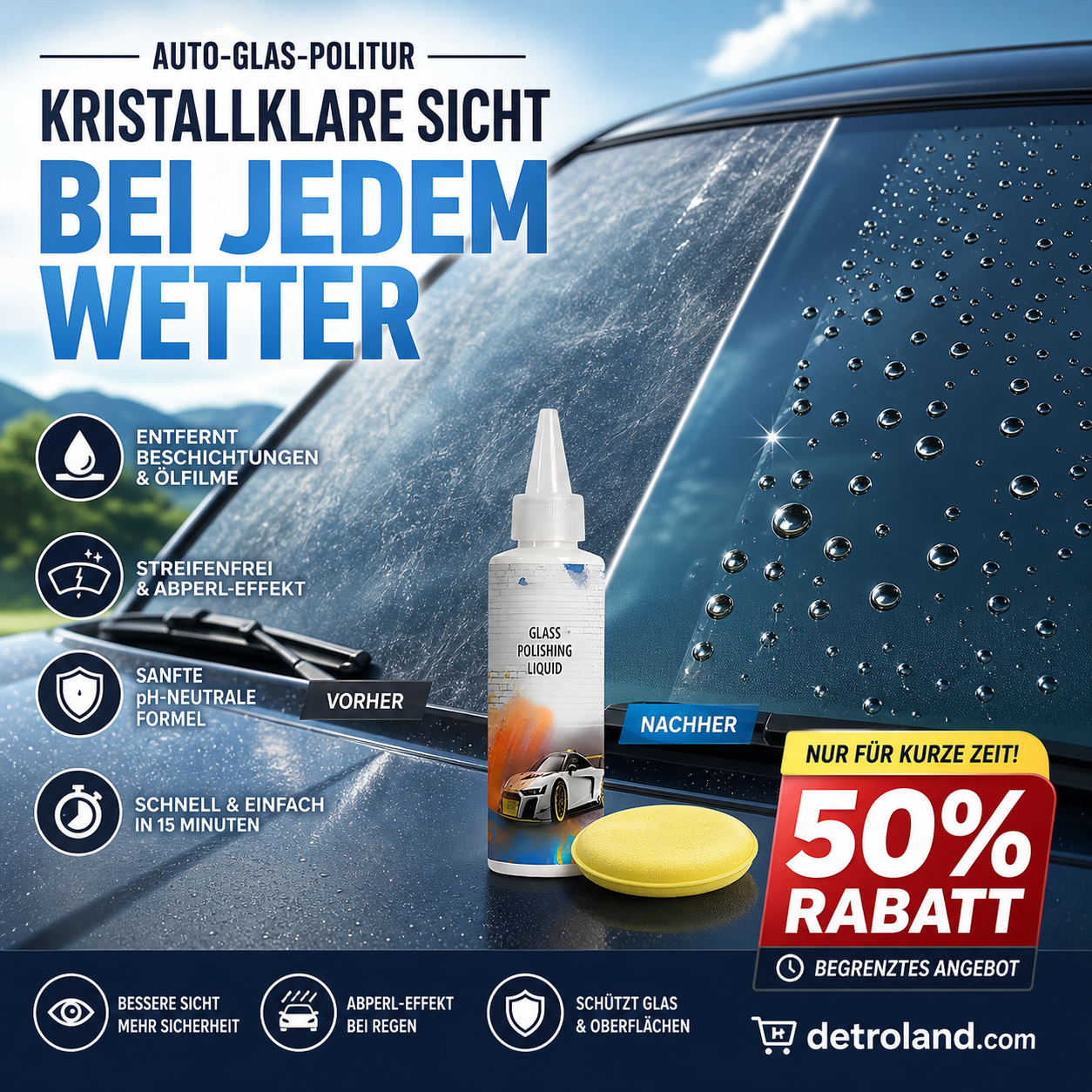 Set mit Polierflüssigkeiten für Autoglas🚗💎
