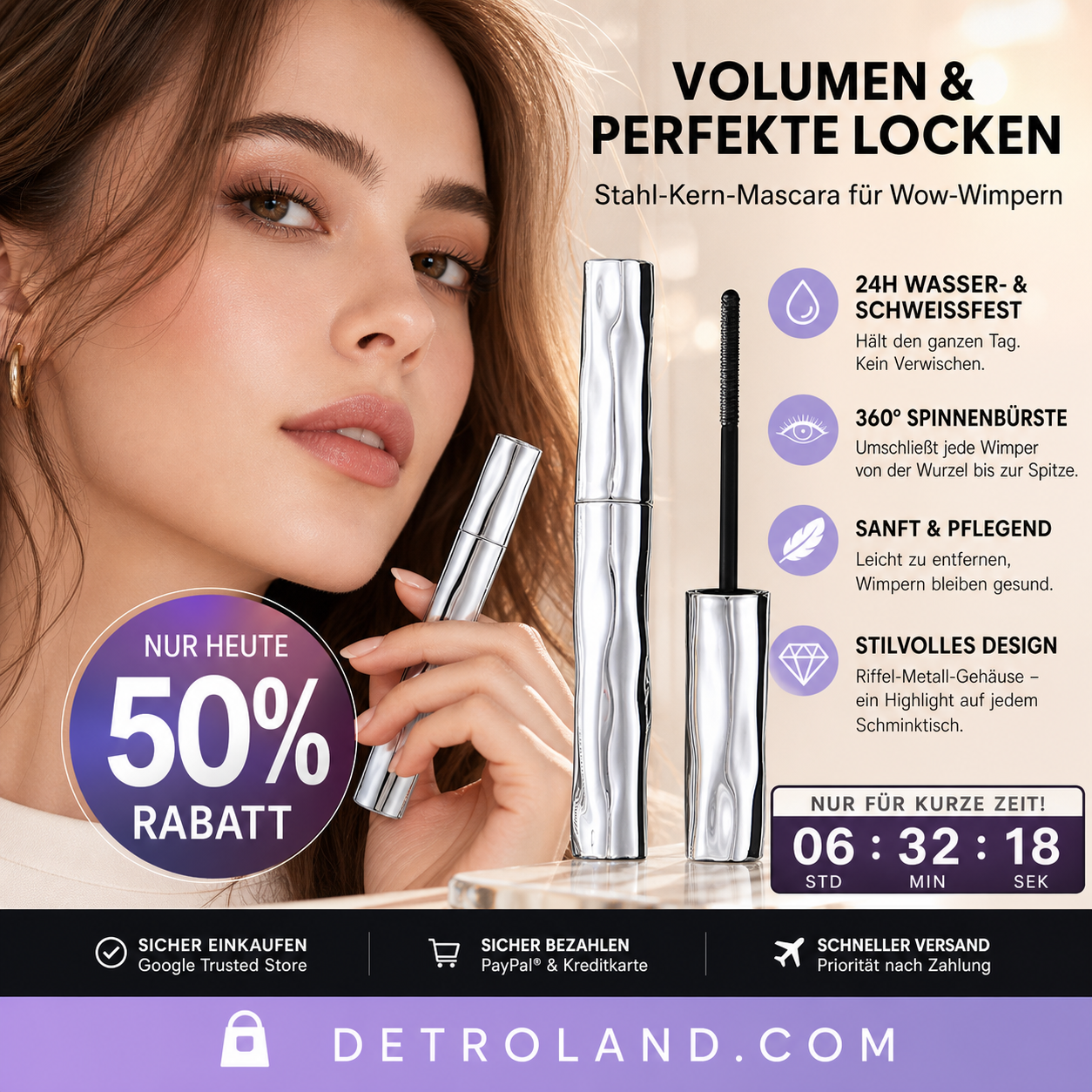 🔥HEISSER VERKAUF 2026💞ÜBER 50.000 VERKAUFT!⚡Wimpern-Primer, röhrenförmiger Wimpern-Primer, wasserfeste Mascara für langen Schwung, natürlich und wischfest