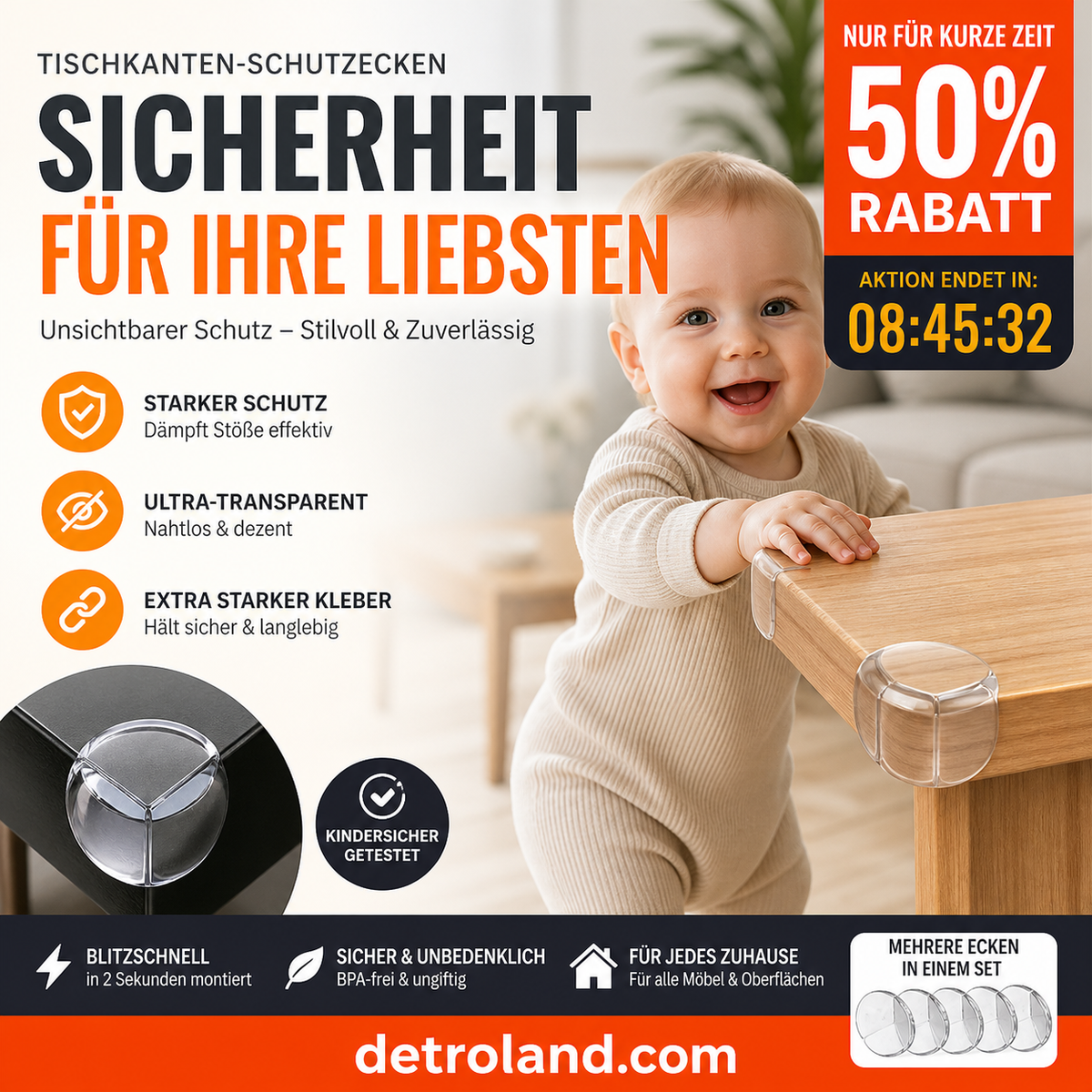 Wiederverwendbare Eckenschutzpolster für Babys🏠✨