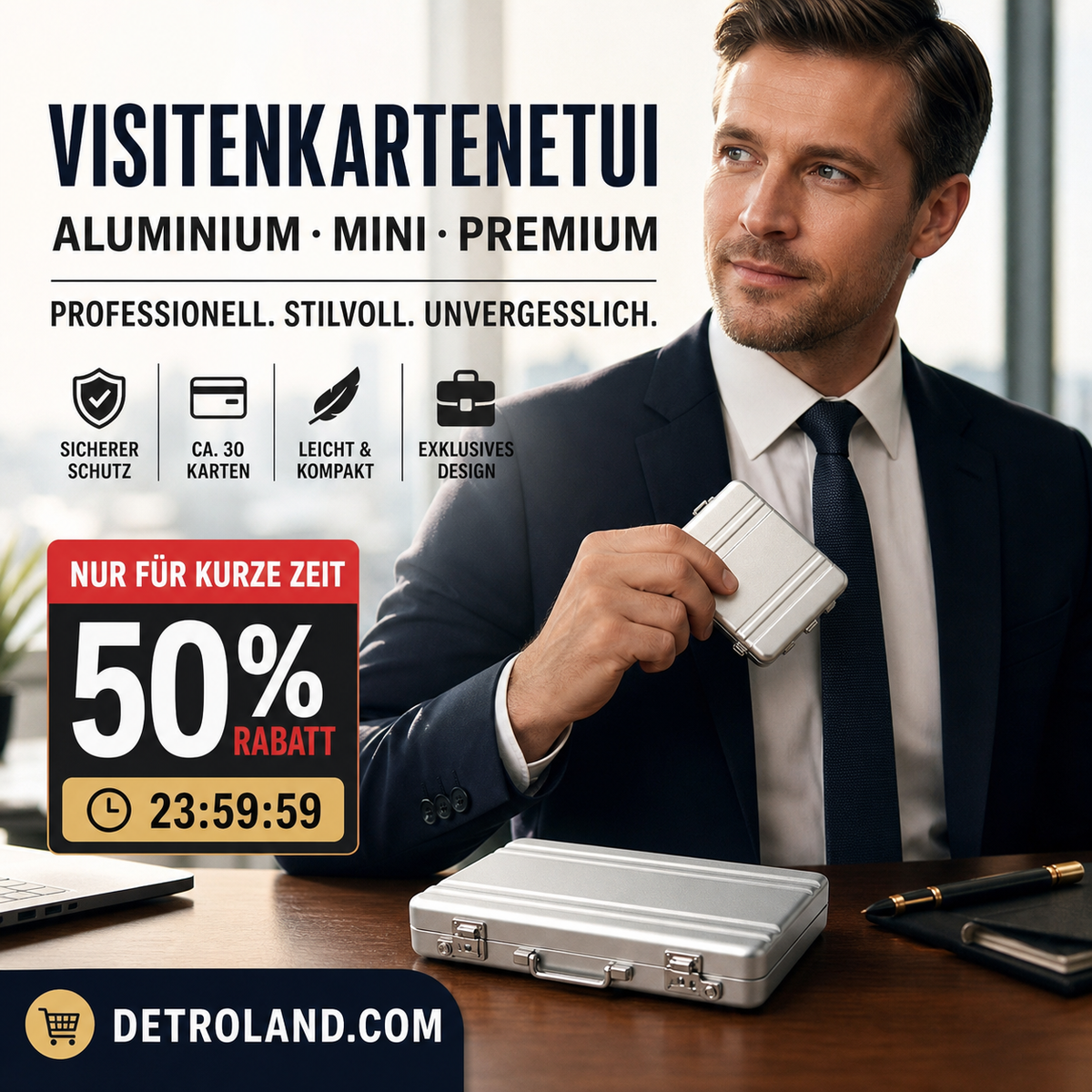 💼Mini-Aktentasche/Visitenkartenhalter aus Aluminiumlegierung mit Diebstahlschut🔐