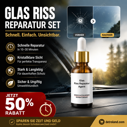 🔧 Glasriss Reparaturharz für Autoscheiben – Einfache Selbstverwendung, temperaturbeständig, klare unsichtbare Reparatur von Steinschlägen und Rissen