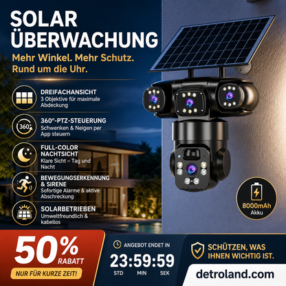 🥳HEISSER SALE 2026🥳💞50.000+ VERKAUFT!👵❤️  Solarbetriebene Mehrwinkel-Überwachungskamera