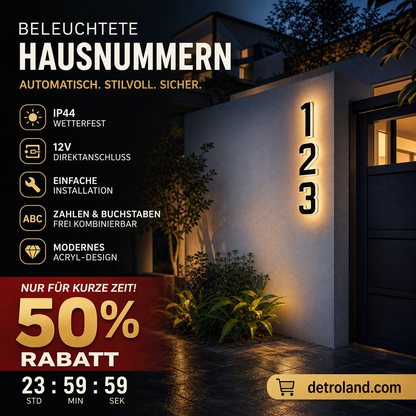 🏠 50% RABATT! ✨ Wasserdichte LED-Hausnummern für den Außenbereich – Energieeffizient, Automatisches Licht & Wetterfest 🔢