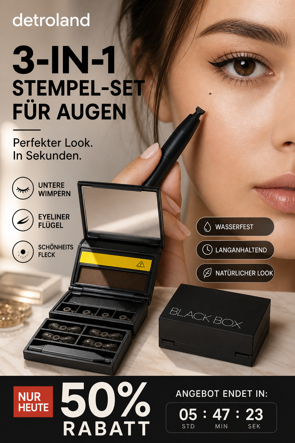 🔥3-in-1-Set: Eyeliner und Stempel für die unteren Wimpern💄
