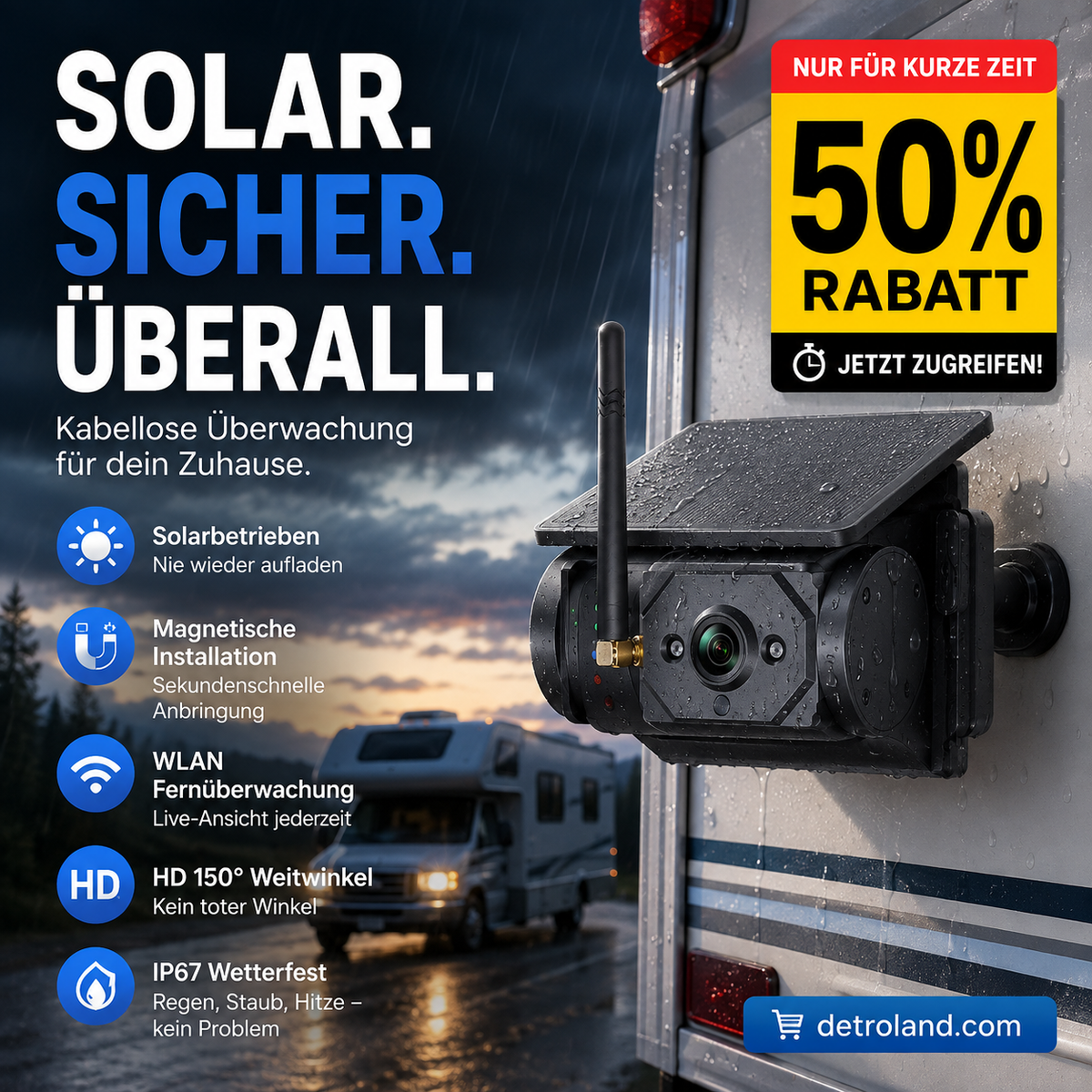 🏆 50 % Rabatt!! 🚛 Fahren Sie mit Zuversicht! Kabellose 1080P HD Rückfahrkamera – Split-Screen-System für LKW & Wohnmobile